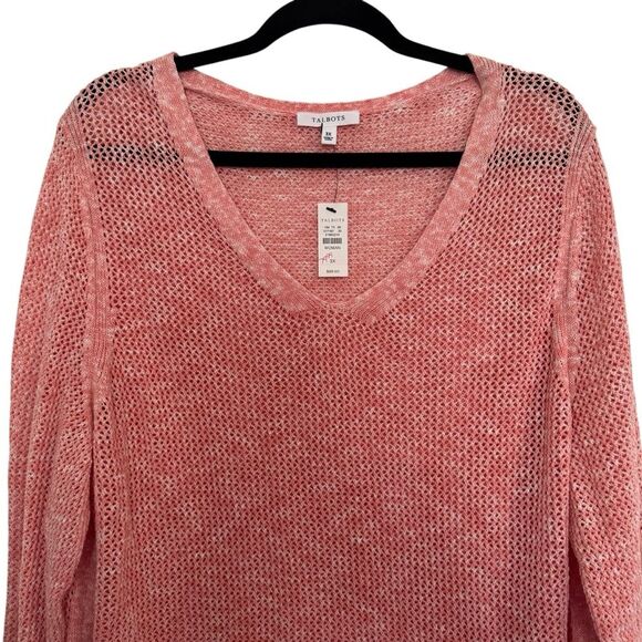 NWT Talbot's Womens 3X Mesh Sweater Space-Dye Side-Tie Pink Coral - Picture 4 of 9